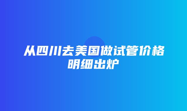 从四川去美国做试管价格明细出炉