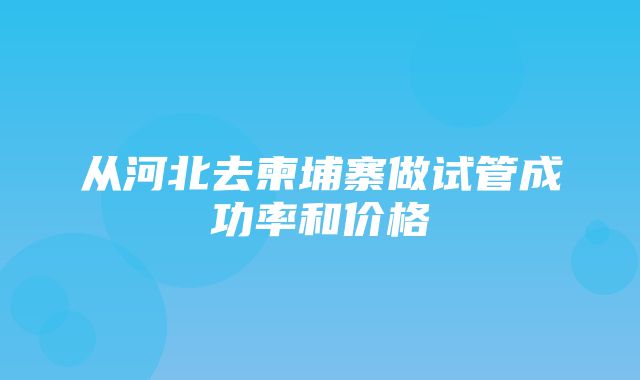 从河北去柬埔寨做试管成功率和价格