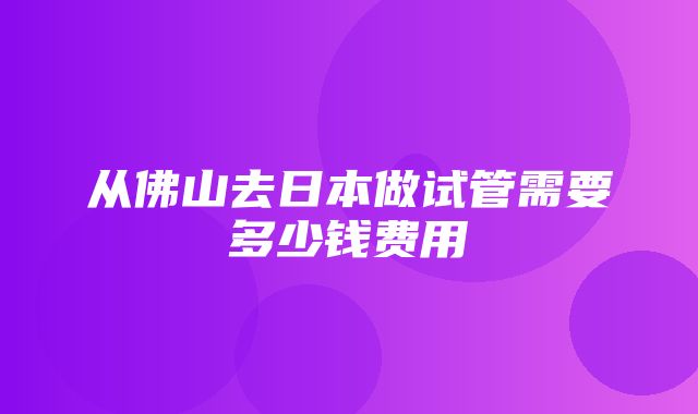 从佛山去日本做试管需要多少钱费用