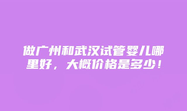 做广州和武汉试管婴儿哪里好，大概价格是多少！