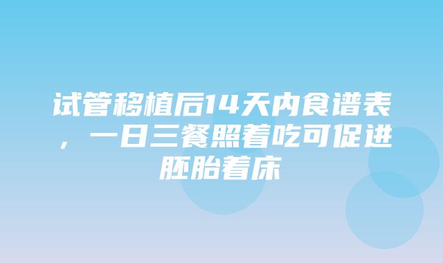 试管移植后14天内食谱表，一日三餐照着吃可促进胚胎着床