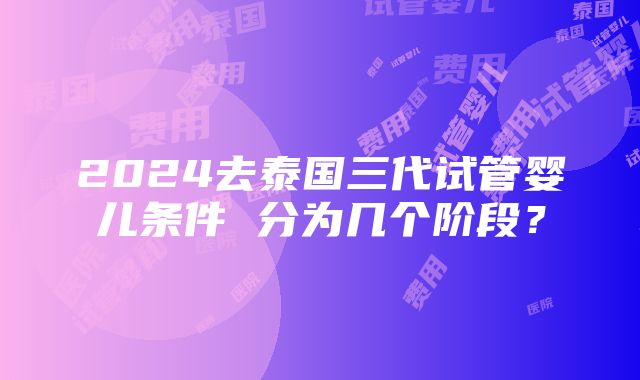 2024去泰国三代试管婴儿条件 分为几个阶段？