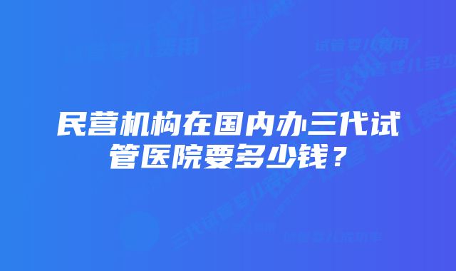 民营机构在国内办三代试管医院要多少钱？