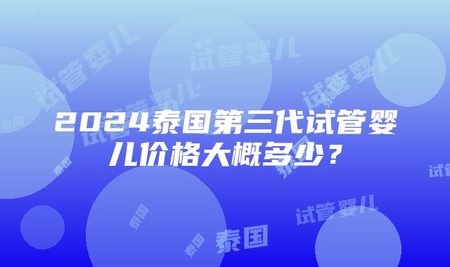 2024泰国第三代试管婴儿价格大概多少？