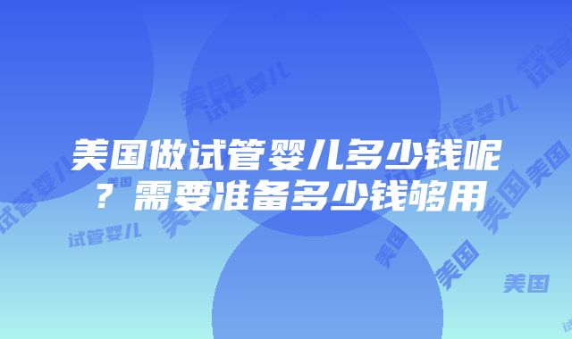 美国做试管婴儿多少钱呢？需要准备多少钱够用