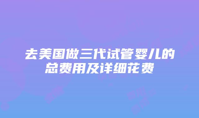 去美国做三代试管婴儿的总费用及详细花费