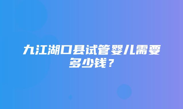 九江湖口县试管婴儿需要多少钱？