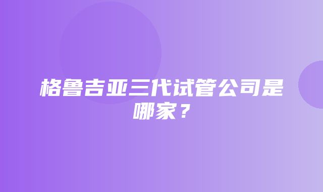 格鲁吉亚三代试管公司是哪家？