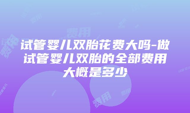 试管婴儿双胎花费大吗-做试管婴儿双胎的全部费用大概是多少