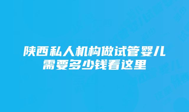 陕西私人机构做试管婴儿需要多少钱看这里