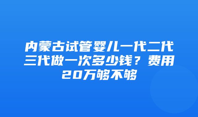 内蒙古试管婴儿一代二代三代做一次多少钱？费用20万够不够