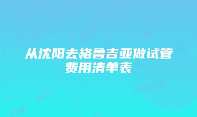 从沈阳去格鲁吉亚做试管费用清单表