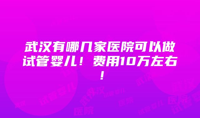 武汉有哪几家医院可以做试管婴儿！费用10万左右！