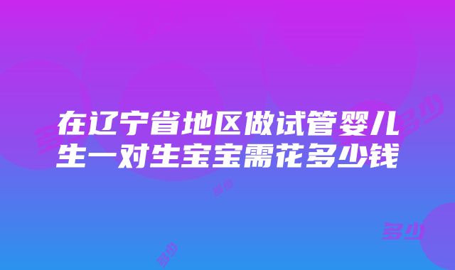 在辽宁省地区做试管婴儿生一对生宝宝需花多少钱