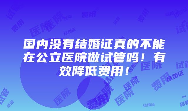 国内没有结婚证真的不能在公立医院做试管吗！有效降低费用！