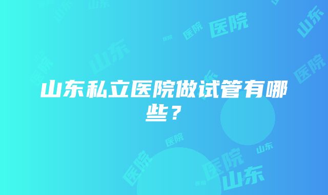 山东私立医院做试管有哪些？