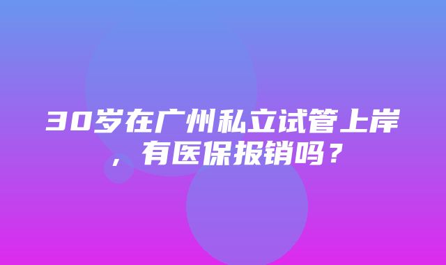 30岁在广州私立试管上岸，有医保报销吗？