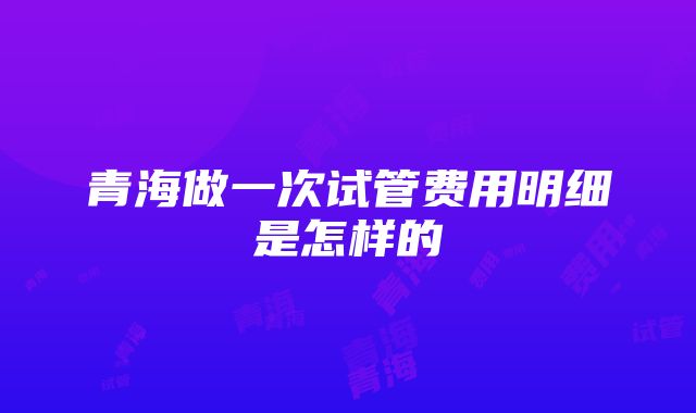 青海做一次试管费用明细是怎样的