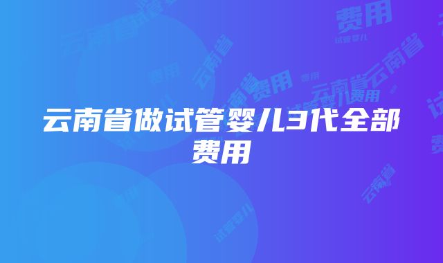 云南省做试管婴儿3代全部费用