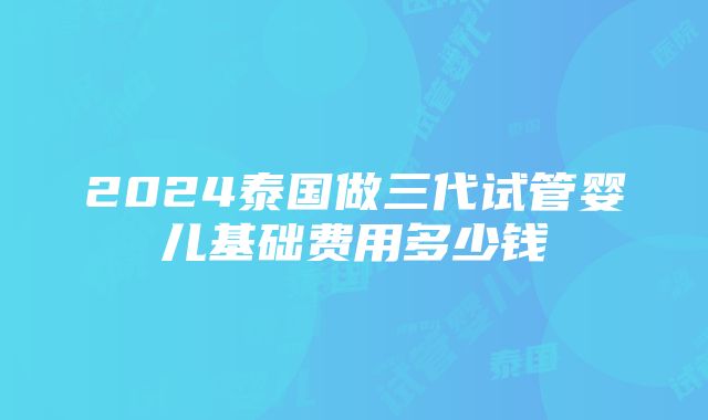 2024泰国做三代试管婴儿基础费用多少钱