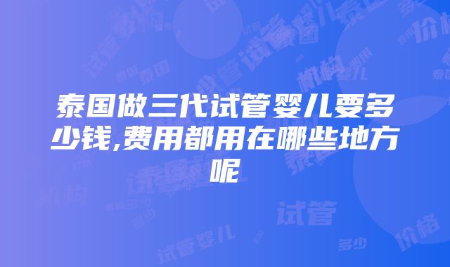 泰国做三代试管婴儿要多少钱,费用都用在哪些地方呢