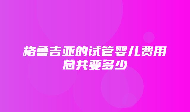 格鲁吉亚的试管婴儿费用总共要多少