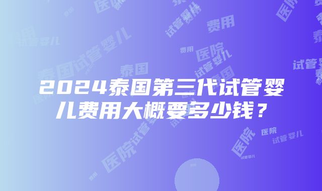 2024泰国第三代试管婴儿费用大概要多少钱？