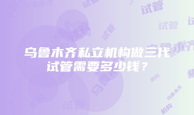 乌鲁木齐私立机构做三代试管需要多少钱？