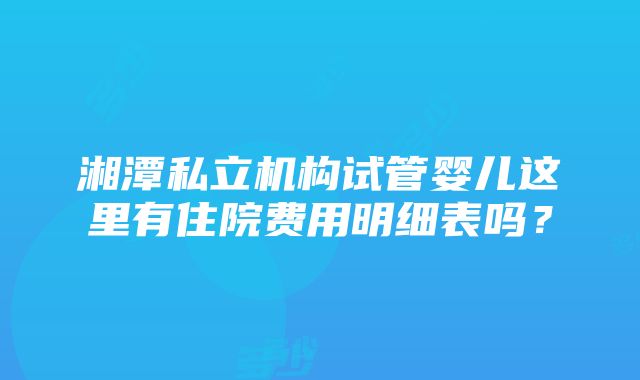 湘潭私立机构试管婴儿这里有住院费用明细表吗？