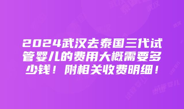 2024武汉去泰国三代试管婴儿的费用大概需要多少钱！附相关收费明细！