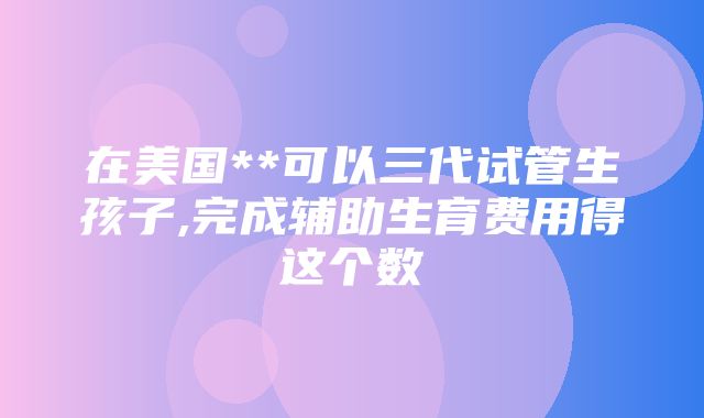 在美国**可以三代试管生孩子,完成辅助生育费用得这个数