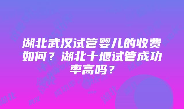 湖北武汉试管婴儿的收费如何？湖北十堰试管成功率高吗？