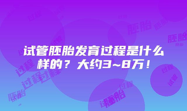 试管胚胎发育过程是什么样的？大约3~8万！