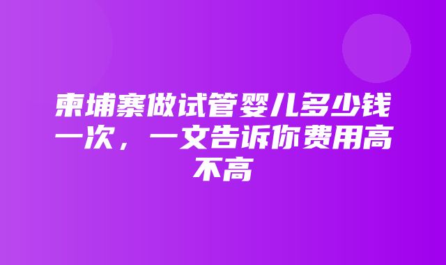 柬埔寨做试管婴儿多少钱一次，一文告诉你费用高不高