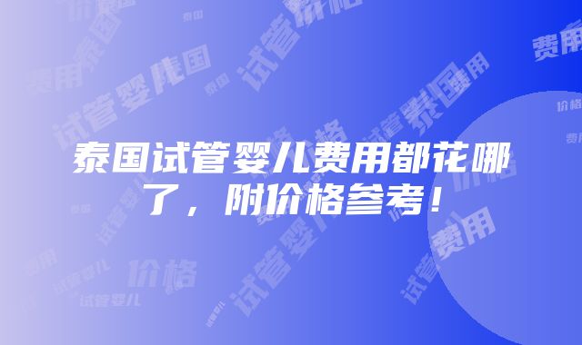 泰国试管婴儿费用都花哪了，附价格参考！