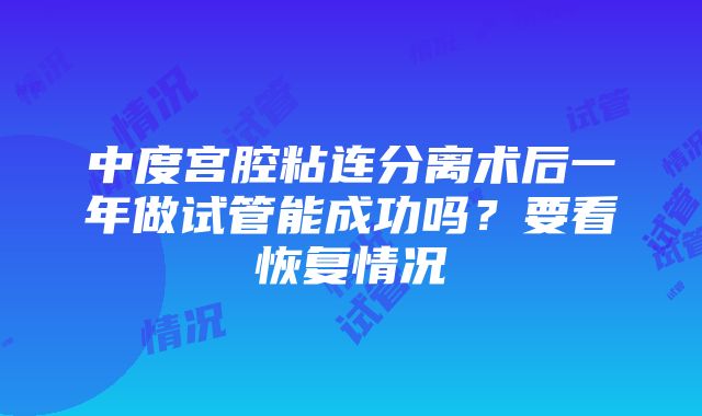 中度宫腔粘连分离术后一年做试管能成功吗？要看恢复情况