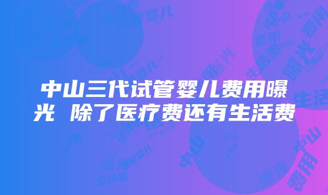 中山三代试管婴儿费用曝光 除了医疗费还有生活费