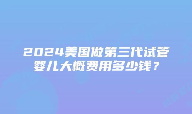 2024美国做第三代试管婴儿大概费用多少钱？