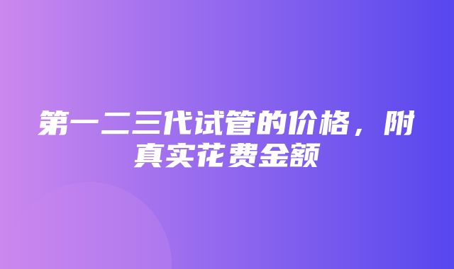 第一二三代试管的价格，附真实花费金额