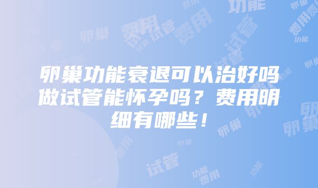 卵巢功能衰退可以治好吗做试管能怀孕吗？费用明细有哪些！