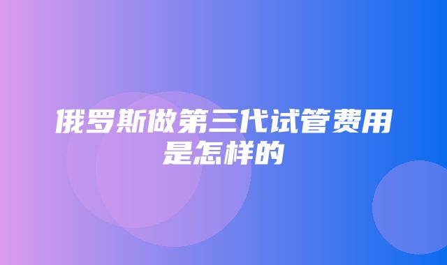 俄罗斯做第三代试管费用是怎样的