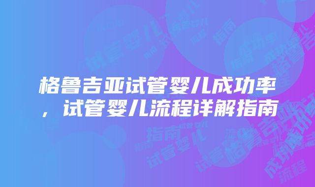 格鲁吉亚试管婴儿成功率，试管婴儿流程详解指南