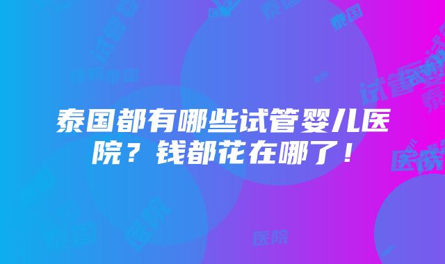 泰国都有哪些试管婴儿医院？钱都花在哪了！