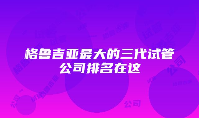 格鲁吉亚最大的三代试管公司排名在这