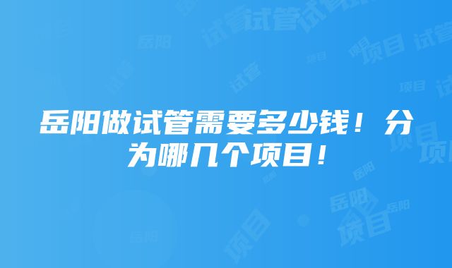 岳阳做试管需要多少钱！分为哪几个项目！