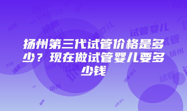 扬州第三代试管价格是多少？现在做试管婴儿要多少钱