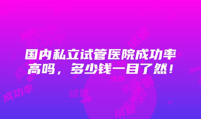 国内私立试管医院成功率高吗，多少钱一目了然！