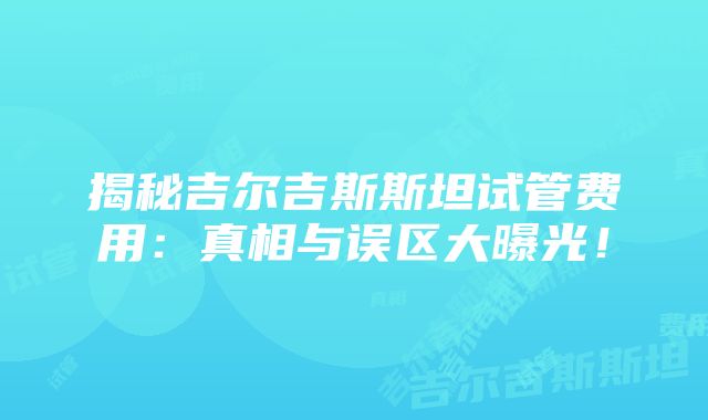 揭秘吉尔吉斯斯坦试管费用：真相与误区大曝光！