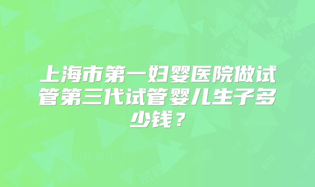 上海市第一妇婴医院做试管第三代试管婴儿生子多少钱？