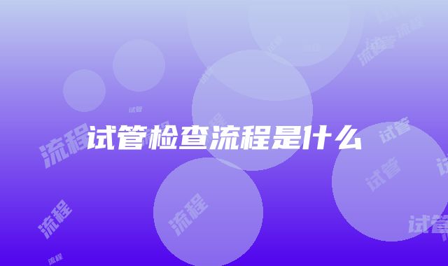 试管检查流程是什么